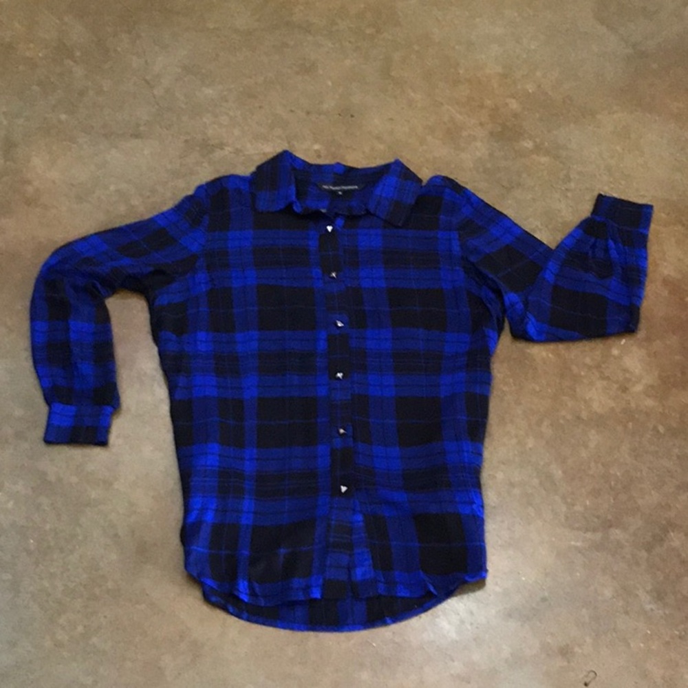 Plus Royal & Black Plaid Button Up